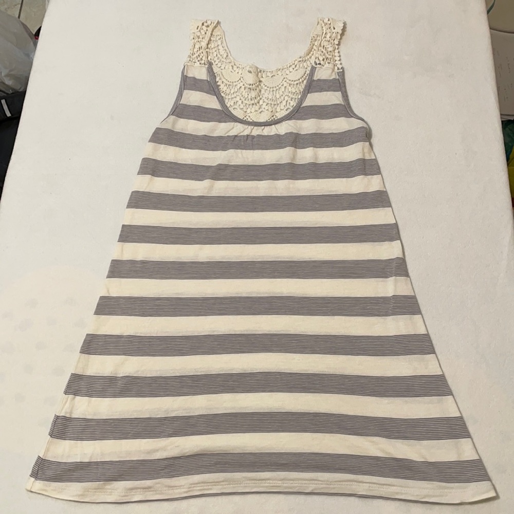 Banana Republic Cream and Blue Striped Sun Dress